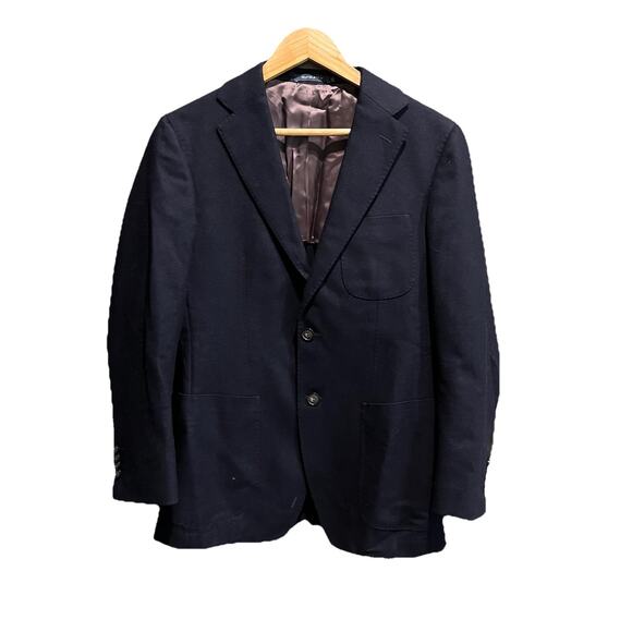 Suitsupply Black Pure Wool Havana Pleated HL Slim Int Men's Blazer Size 23 (36S)